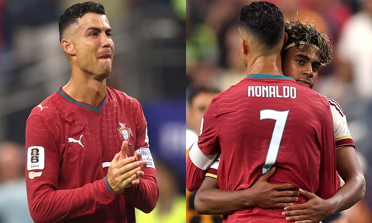 কান্নায় ভেঙে পড়া রোনালদোকে সান্ত্বনা দিলেন ইয়ামাল